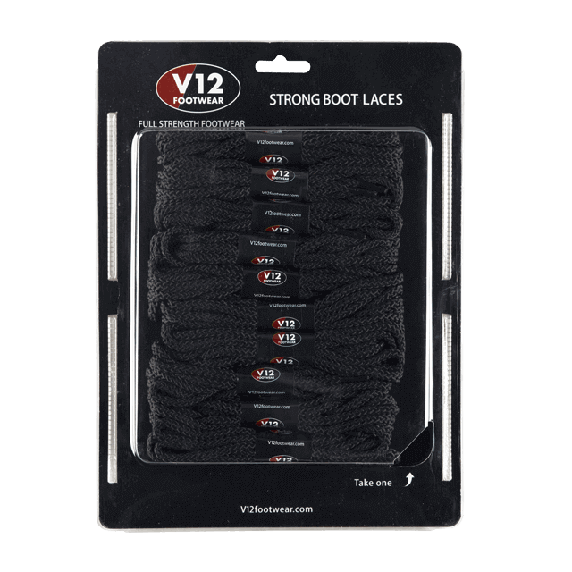 V12LCBL Black Strong Boot Laces (10 pack)